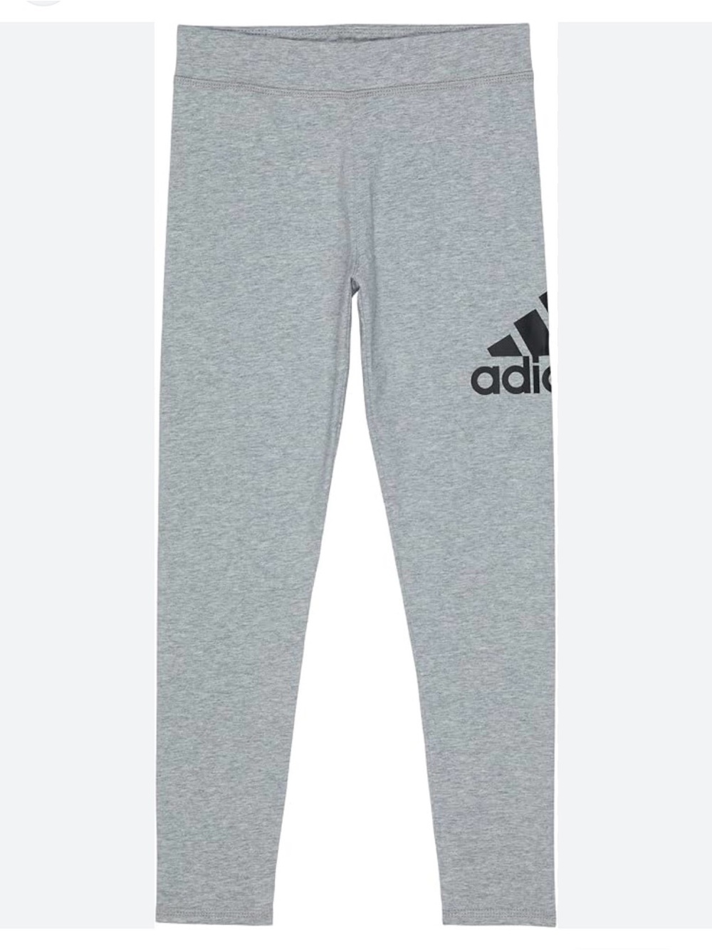 adidas Girls' Grey 7/8 Logo Leggings - Comfortable Everyday Bottoms size Large